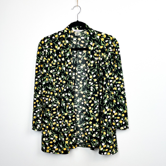 Tanjay Tulip Patterned Black, White & Yellow Summery Cardigan - Picture 2 of 10